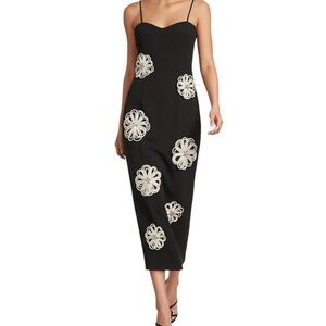 Antonio Melani Sweatheart Neck Floral Aplique Sheath Midi Dress (Size 2)